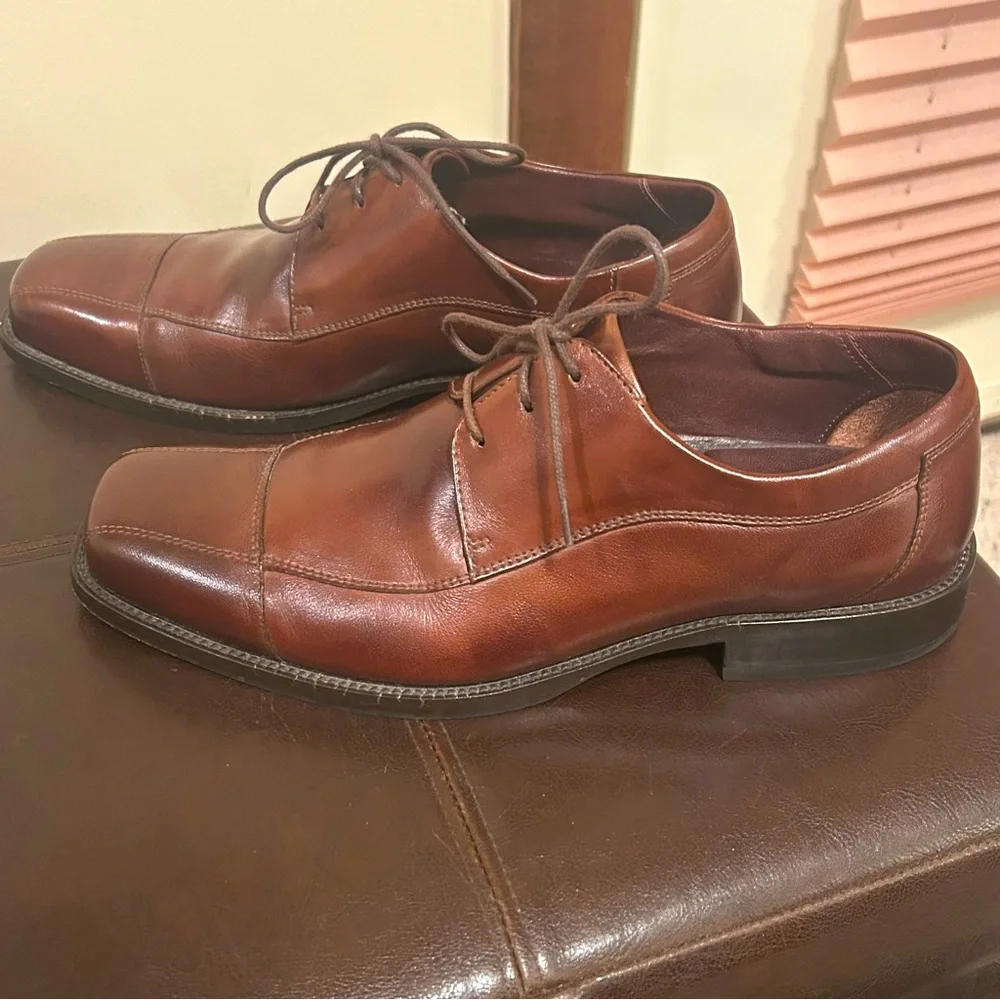 Johnston & Murphy 20-7510 Leather Square Cap Toe Lace Up Oxford Brown Men’s 10.5